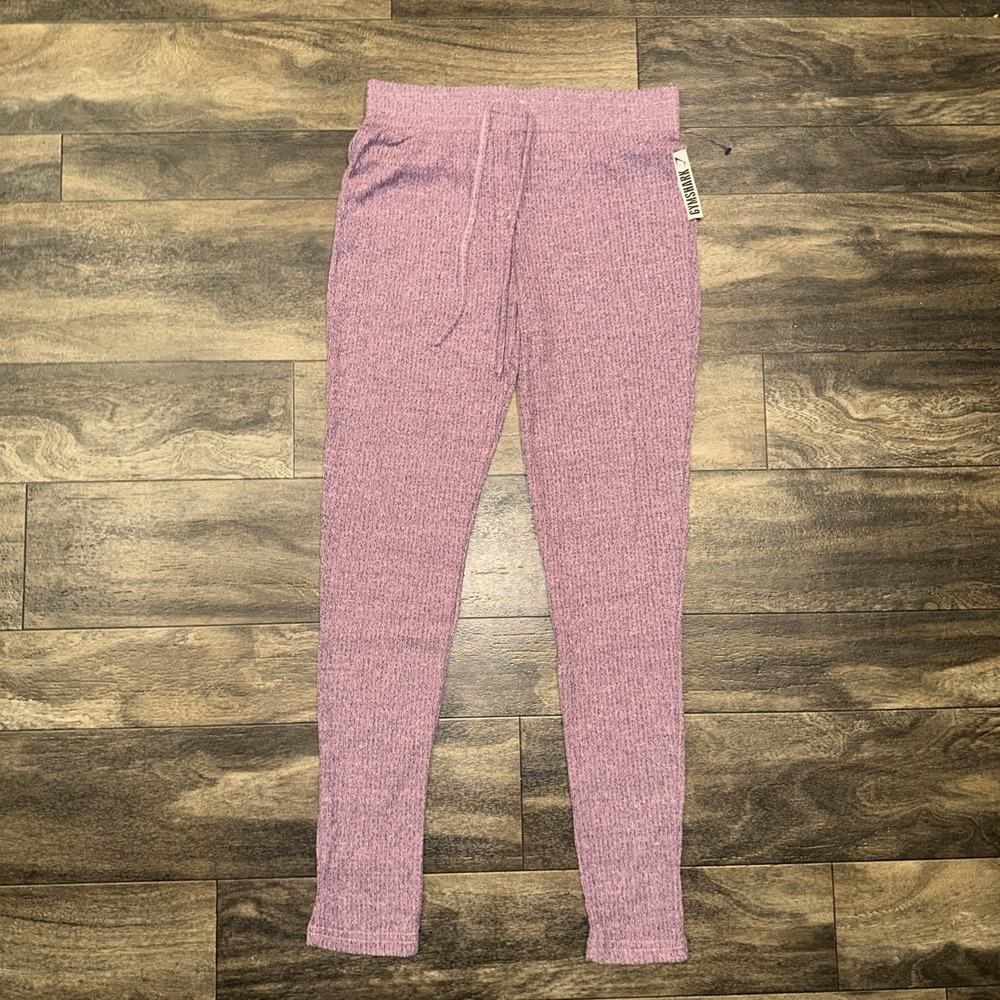 Gymshark Slounge Ribbed High-Rise Knit Leggings Purple Women's Large Activewear